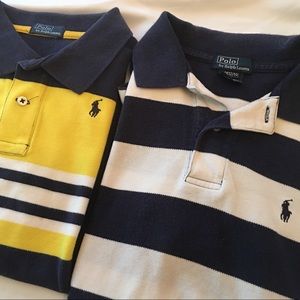 Two Boys Striped Ralph Lauren Polo Shirts Sz 12/14